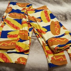 Lularoe mommy and me matching hot dog leggings